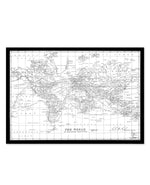 World Map | Vintage II Art Print-PRINT-Olive et Oriel-Olive et Oriel-A5 | 5.8" x 8.3" | 14.8 x 21cm-Black-With White Border-Buy-Australian-Art-Prints-Online-with-Olive-et-Oriel-Your-Artwork-Specialists-Austrailia-Decorate-With-Coastal-Photo-Wall-Art-Prints-From-Our-Beach-House-Artwork-Collection-Fine-Poster-and-Framed-Artwork