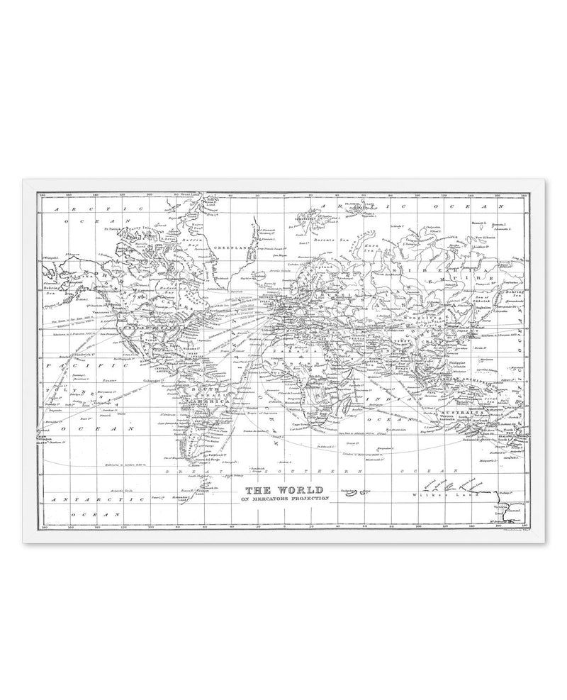 World Map | Vintage II Art Print-PRINT-Olive et Oriel-Olive et Oriel-A5 | 5.8" x 8.3" | 14.8 x 21cm-White-With White Border-Buy-Australian-Art-Prints-Online-with-Olive-et-Oriel-Your-Artwork-Specialists-Austrailia-Decorate-With-Coastal-Photo-Wall-Art-Prints-From-Our-Beach-House-Artwork-Collection-Fine-Poster-and-Framed-Artwork