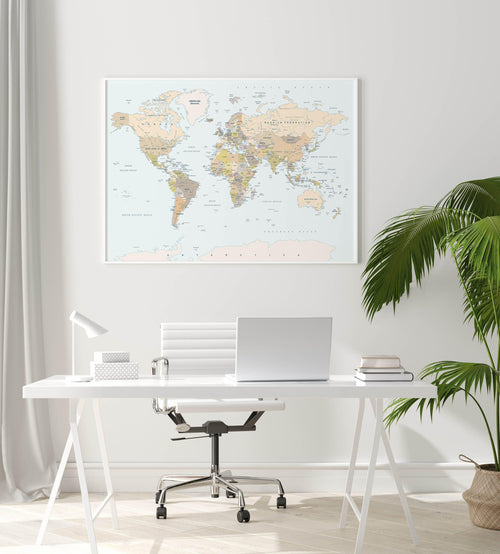 World Map | Classic Art Print-PRINT-Olive et Oriel-Olive et Oriel-Buy-Australian-Art-Prints-Online-with-Olive-et-Oriel-Your-Artwork-Specialists-Austrailia-Decorate-With-Coastal-Photo-Wall-Art-Prints-From-Our-Beach-House-Artwork-Collection-Fine-Poster-and-Framed-Artwork
