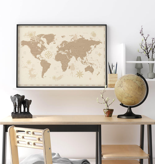 World Map | Vintage I Art Print-PRINT-Olive et Oriel-Olive et Oriel-Buy-Australian-Art-Prints-Online-with-Olive-et-Oriel-Your-Artwork-Specialists-Austrailia-Decorate-With-Coastal-Photo-Wall-Art-Prints-From-Our-Beach-House-Artwork-Collection-Fine-Poster-and-Framed-Artwork