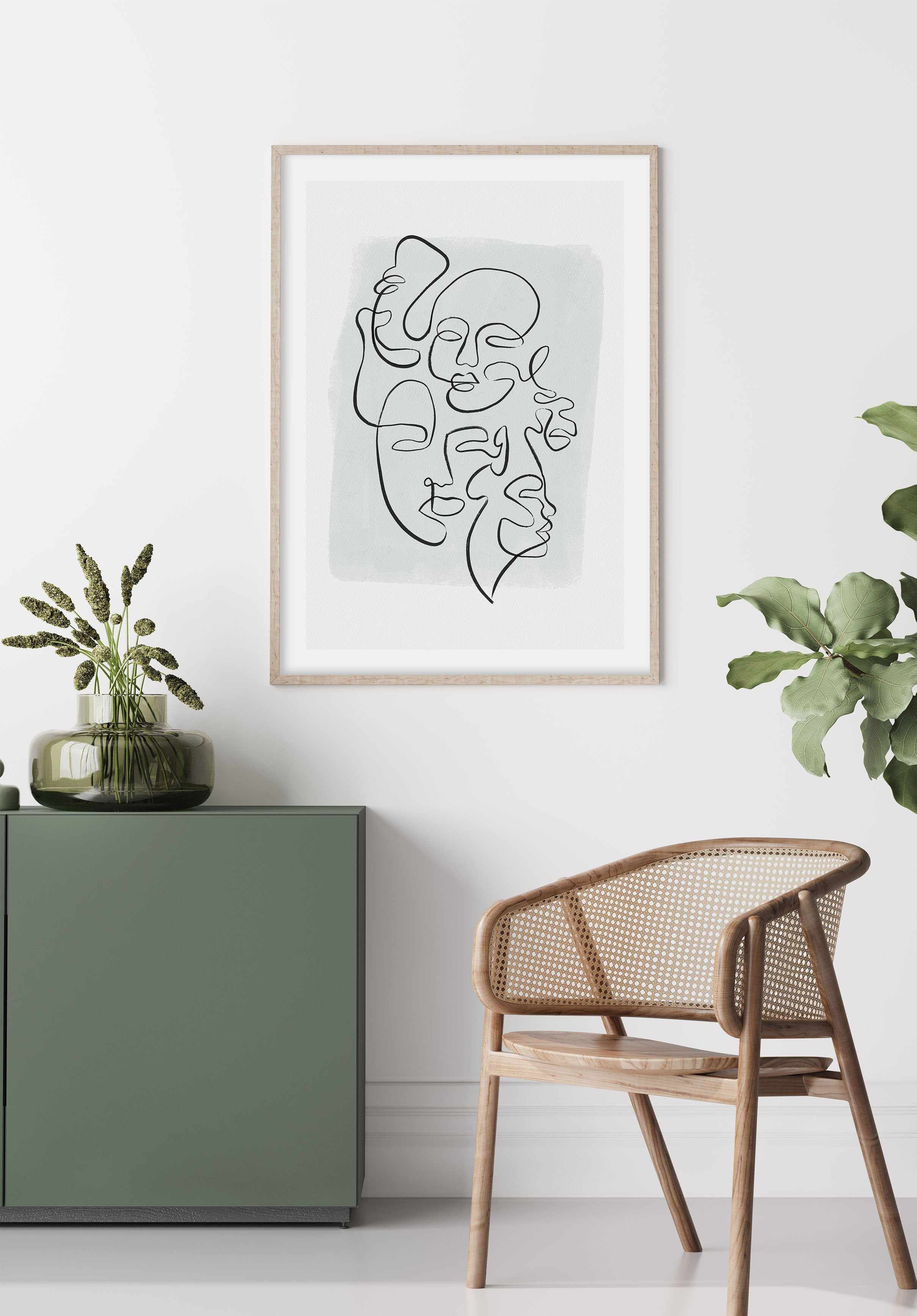 Abstract Faces I | Green Art Print-PRINT-Olive et Oriel-Olive et Oriel-Buy-Australian-Art-Prints-Online-with-Olive-et-Oriel-Your-Artwork-Specialists-Austrailia-Decorate-With-Coastal-Photo-Wall-Art-Prints-From-Our-Beach-House-Artwork-Collection-Fine-Poster-and-Framed-Artwork