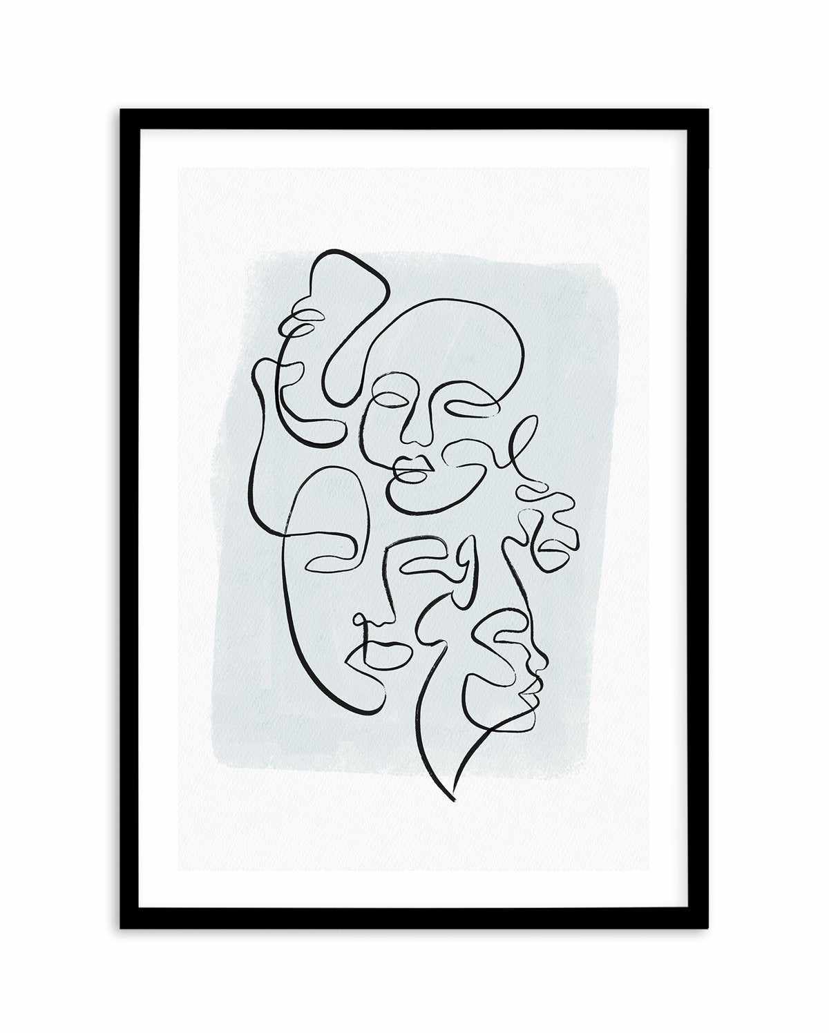 Abstract Faces I | Periwinkle Art Print-PRINT-Olive et Oriel-Olive et Oriel-A5 | 5.8" x 8.3" | 14.8 x 21cm-Black-With White Border-Buy-Australian-Art-Prints-Online-with-Olive-et-Oriel-Your-Artwork-Specialists-Austrailia-Decorate-With-Coastal-Photo-Wall-Art-Prints-From-Our-Beach-House-Artwork-Collection-Fine-Poster-and-Framed-Artwork