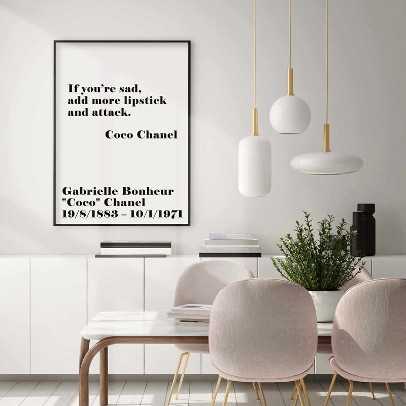 Add More Lipstick - Coco Chanel Art Print-PRINT-Olive et Oriel-Olive et Oriel-Buy-Australian-Art-Prints-Online-with-Olive-et-Oriel-Your-Artwork-Specialists-Austrailia-Decorate-With-Coastal-Photo-Wall-Art-Prints-From-Our-Beach-House-Artwork-Collection-Fine-Poster-and-Framed-Artwork