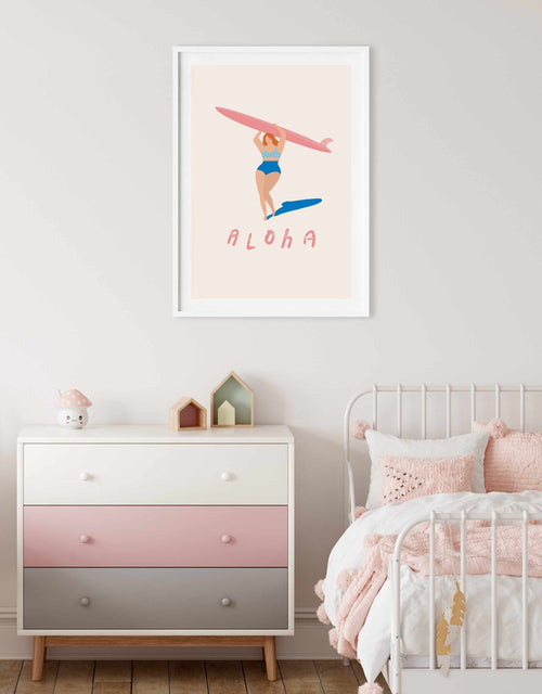 Aloha Surfer Girl Art Print-PRINT-Olive et Oriel-Olive et Oriel-Buy-Australian-Art-Prints-Online-with-Olive-et-Oriel-Your-Artwork-Specialists-Austrailia-Decorate-With-Coastal-Photo-Wall-Art-Prints-From-Our-Beach-House-Artwork-Collection-Fine-Poster-and-Framed-Artwork