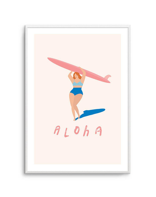 Aloha Surfer Girl Art Print-PRINT-Olive et Oriel-Olive et Oriel-A5 | 5.8" x 8.3" | 14.8 x 21cm-Unframed Art Print-With White Border-Buy-Australian-Art-Prints-Online-with-Olive-et-Oriel-Your-Artwork-Specialists-Austrailia-Decorate-With-Coastal-Photo-Wall-Art-Prints-From-Our-Beach-House-Artwork-Collection-Fine-Poster-and-Framed-Artwork