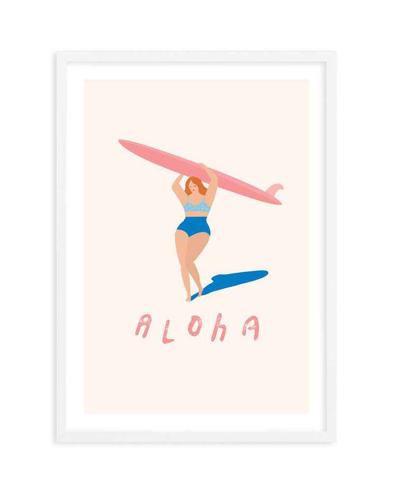 Aloha Surfer Girl Art Print-PRINT-Olive et Oriel-Olive et Oriel-A5 | 5.8" x 8.3" | 14.8 x 21cm-White-With White Border-Buy-Australian-Art-Prints-Online-with-Olive-et-Oriel-Your-Artwork-Specialists-Austrailia-Decorate-With-Coastal-Photo-Wall-Art-Prints-From-Our-Beach-House-Artwork-Collection-Fine-Poster-and-Framed-Artwork