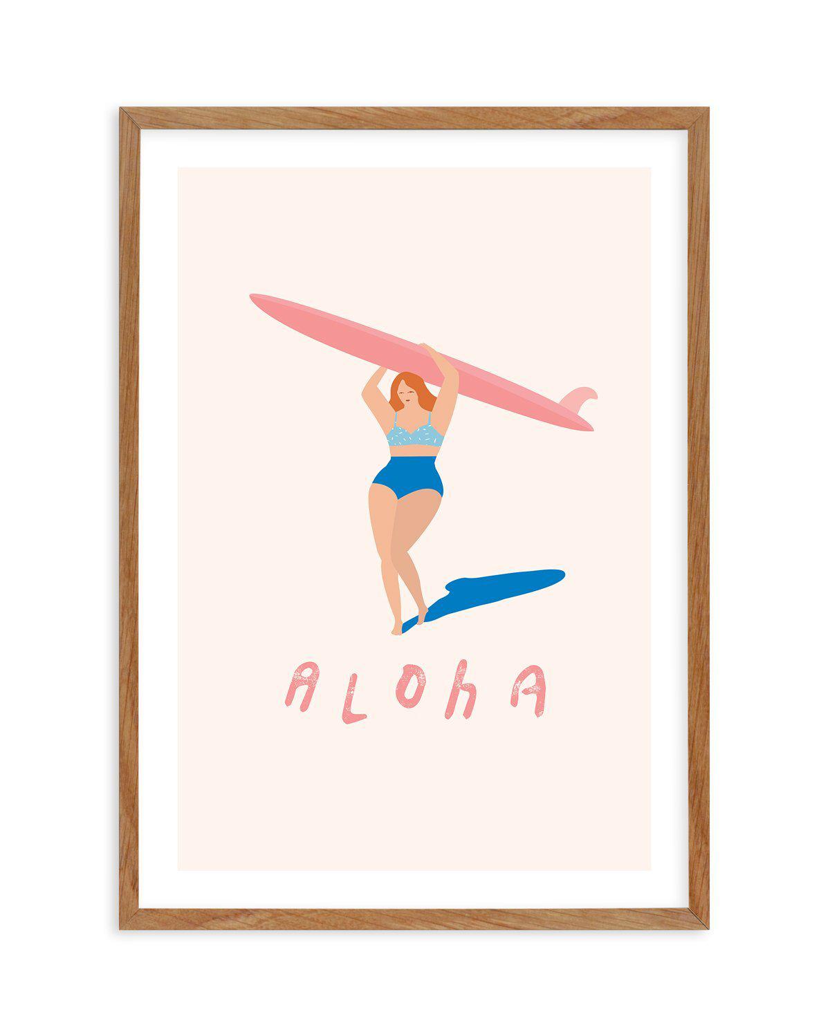 Aloha Surfer Girl Art Print-PRINT-Olive et Oriel-Olive et Oriel-Buy-Australian-Art-Prints-Online-with-Olive-et-Oriel-Your-Artwork-Specialists-Austrailia-Decorate-With-Coastal-Photo-Wall-Art-Prints-From-Our-Beach-House-Artwork-Collection-Fine-Poster-and-Framed-Artwork