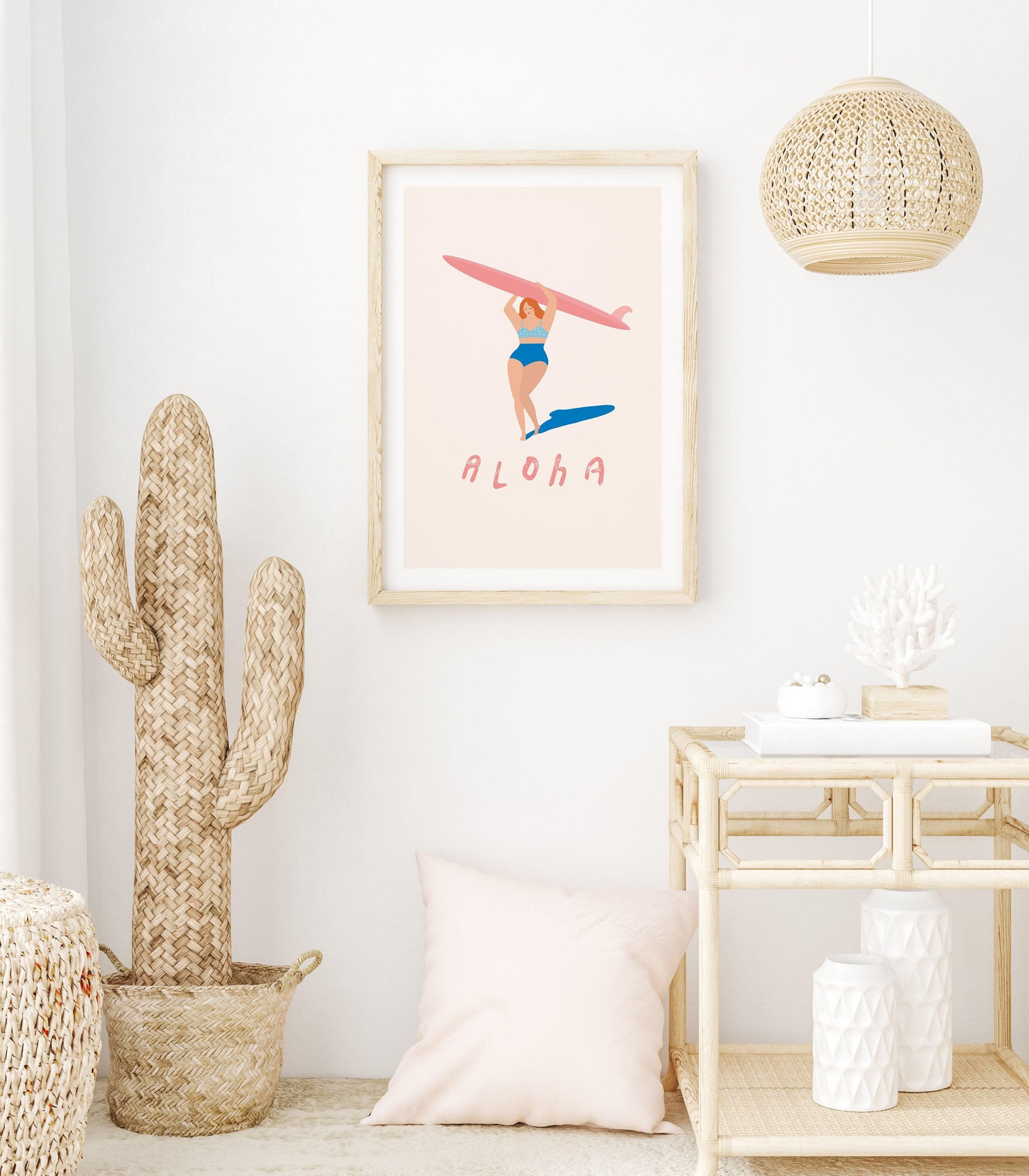 Aloha Surfer Girl Art Print-PRINT-Olive et Oriel-Olive et Oriel-Buy-Australian-Art-Prints-Online-with-Olive-et-Oriel-Your-Artwork-Specialists-Austrailia-Decorate-With-Coastal-Photo-Wall-Art-Prints-From-Our-Beach-House-Artwork-Collection-Fine-Poster-and-Framed-Artwork