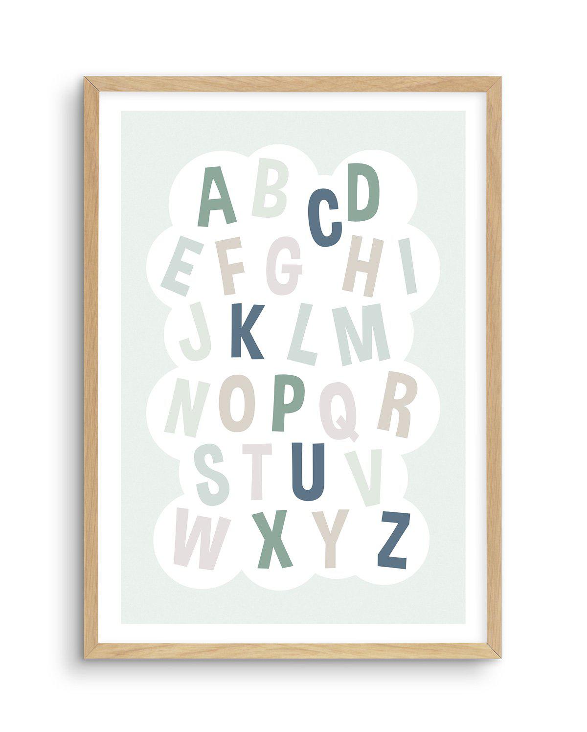 Alphabet Cloud | Green & Blue Art Print-PRINT-Olive et Oriel-Olive et Oriel-A5 | 5.8" x 8.3" | 14.8 x 21cm-Oak-With White Border-Buy-Australian-Art-Prints-Online-with-Olive-et-Oriel-Your-Artwork-Specialists-Austrailia-Decorate-With-Coastal-Photo-Wall-Art-Prints-From-Our-Beach-House-Artwork-Collection-Fine-Poster-and-Framed-Artwork