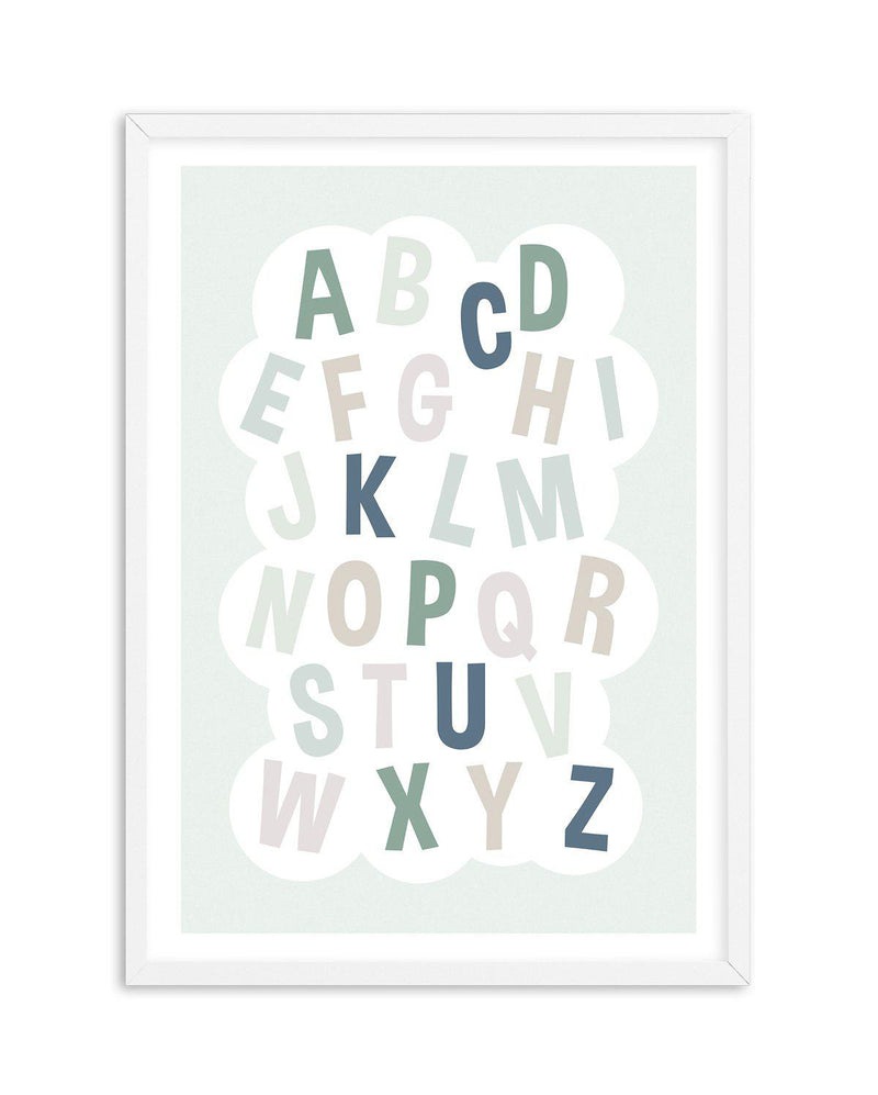 Alphabet Cloud | Green & Blue Art Print-PRINT-Olive et Oriel-Olive et Oriel-A5 | 5.8" x 8.3" | 14.8 x 21cm-White-With White Border-Buy-Australian-Art-Prints-Online-with-Olive-et-Oriel-Your-Artwork-Specialists-Austrailia-Decorate-With-Coastal-Photo-Wall-Art-Prints-From-Our-Beach-House-Artwork-Collection-Fine-Poster-and-Framed-Artwork