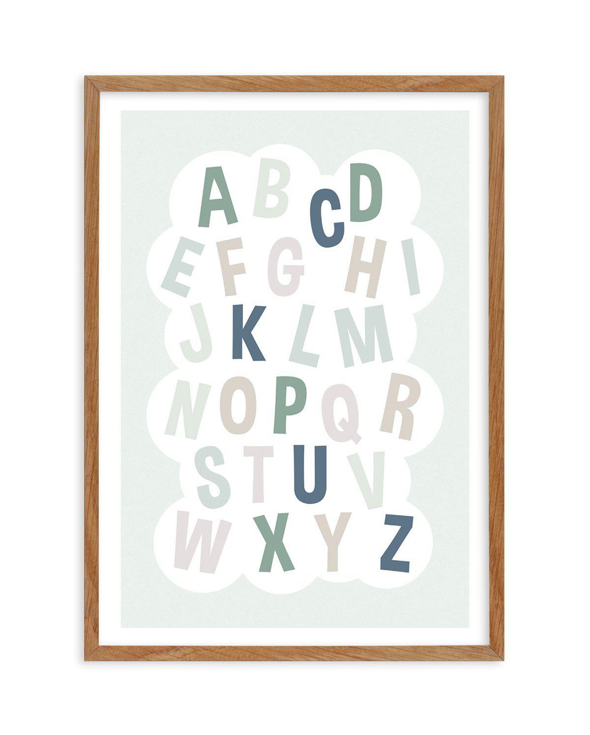 Alphabet Cloud | Green & Blue Art Print-PRINT-Olive et Oriel-Olive et Oriel-50x70 cm | 19.6" x 27.5"-Walnut-With White Border-Buy-Australian-Art-Prints-Online-with-Olive-et-Oriel-Your-Artwork-Specialists-Austrailia-Decorate-With-Coastal-Photo-Wall-Art-Prints-From-Our-Beach-House-Artwork-Collection-Fine-Poster-and-Framed-Artwork