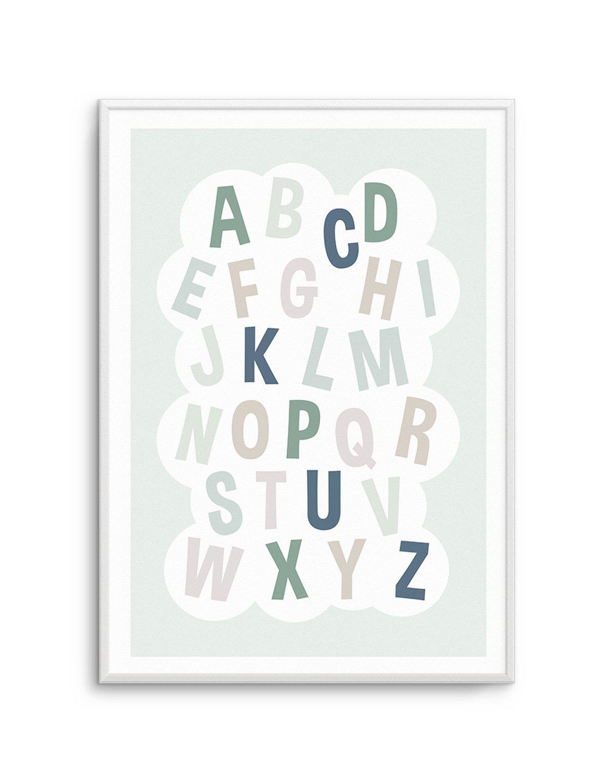 Alphabet Cloud | Green & Blue Art Print-PRINT-Olive et Oriel-Olive et Oriel-A5 | 5.8" x 8.3" | 14.8 x 21cm-Unframed Art Print-With White Border-Buy-Australian-Art-Prints-Online-with-Olive-et-Oriel-Your-Artwork-Specialists-Austrailia-Decorate-With-Coastal-Photo-Wall-Art-Prints-From-Our-Beach-House-Artwork-Collection-Fine-Poster-and-Framed-Artwork