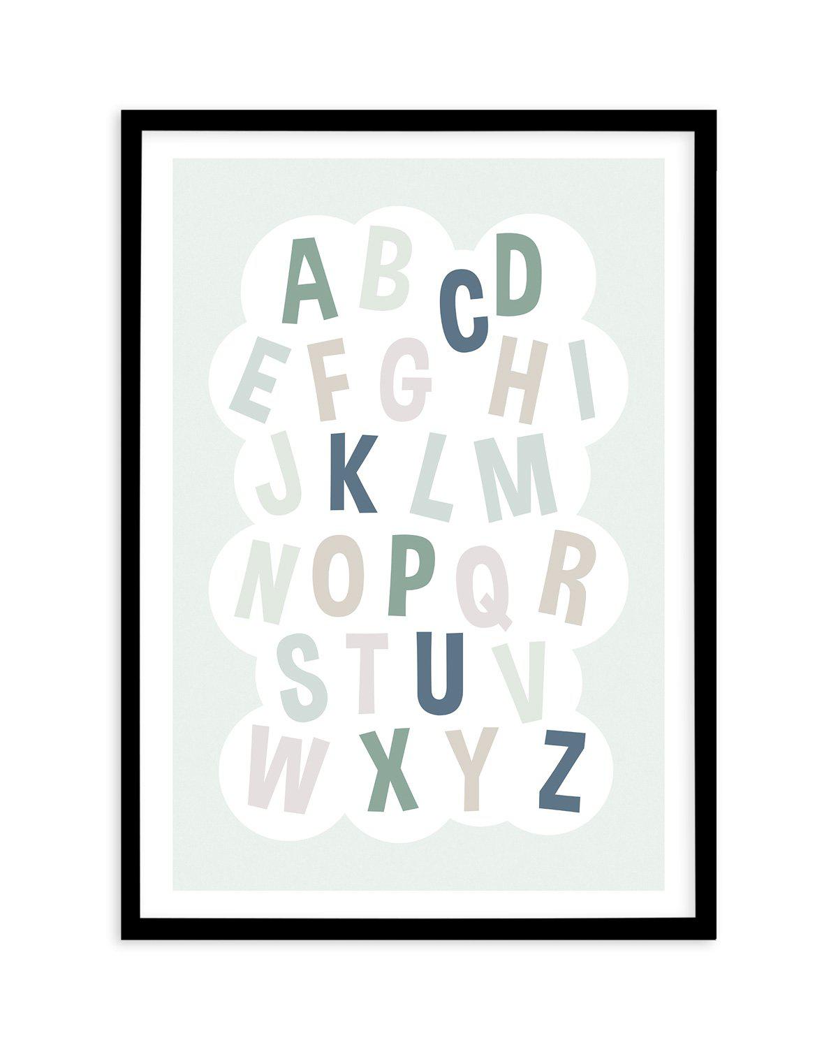 Alphabet Cloud | Green & Blue Art Print-PRINT-Olive et Oriel-Olive et Oriel-A5 | 5.8" x 8.3" | 14.8 x 21cm-Black-With White Border-Buy-Australian-Art-Prints-Online-with-Olive-et-Oriel-Your-Artwork-Specialists-Austrailia-Decorate-With-Coastal-Photo-Wall-Art-Prints-From-Our-Beach-House-Artwork-Collection-Fine-Poster-and-Framed-Artwork