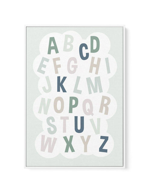 Alphabet Cloud | Green & Blue | Framed Canvas-CANVAS-You can shop wall art online with Olive et Oriel for everything from abstract art to fun kids wall art. Our beautiful modern art prints and canvas art are available from large canvas prints to wall art paintings and our proudly Australian artwork collection offers only the highest quality framed large wall art and canvas art Australia - You can buy fashion photography prints or Hampton print posters and paintings on canvas from Olive et Oriel 
