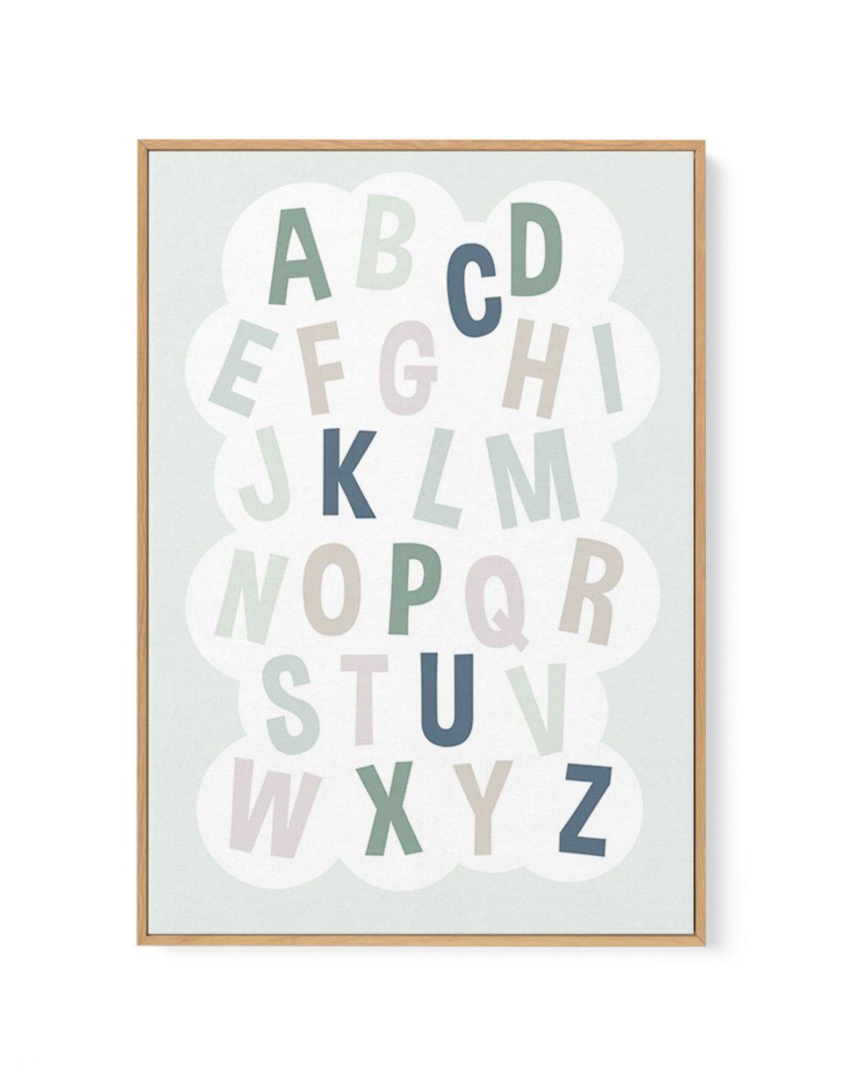 Alphabet Cloud | Green & Blue | Framed Canvas-CANVAS-You can shop wall art online with Olive et Oriel for everything from abstract art to fun kids wall art. Our beautiful modern art prints and canvas art are available from large canvas prints to wall art paintings and our proudly Australian artwork collection offers only the highest quality framed large wall art and canvas art Australia - You can buy fashion photography prints or Hampton print posters and paintings on canvas from Olive et Oriel 