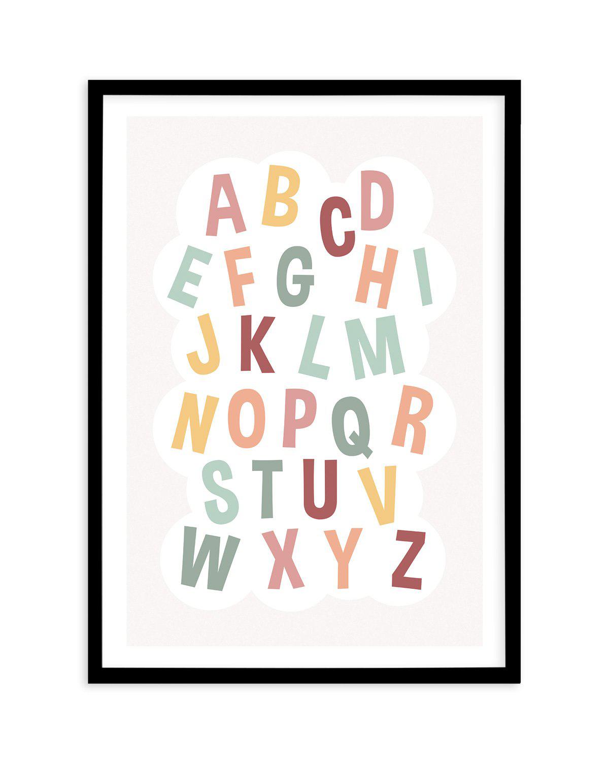 Alphabet Cloud | Soft Pop Art Print-PRINT-Olive et Oriel-Olive et Oriel-A5 | 5.8" x 8.3" | 14.8 x 21cm-Black-With White Border-Buy-Australian-Art-Prints-Online-with-Olive-et-Oriel-Your-Artwork-Specialists-Austrailia-Decorate-With-Coastal-Photo-Wall-Art-Prints-From-Our-Beach-House-Artwork-Collection-Fine-Poster-and-Framed-Artwork