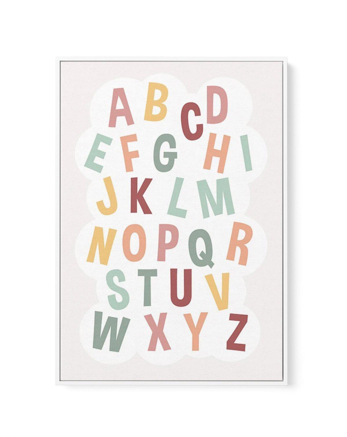 Alphabet Cloud | Soft Pop | Framed Canvas-CANVAS-You can shop wall art online with Olive et Oriel for everything from abstract art to fun kids wall art. Our beautiful modern art prints and canvas art are available from large canvas prints to wall art paintings and our proudly Australian artwork collection offers only the highest quality framed large wall art and canvas art Australia - You can buy fashion photography prints or Hampton print posters and paintings on canvas from Olive et Oriel and 