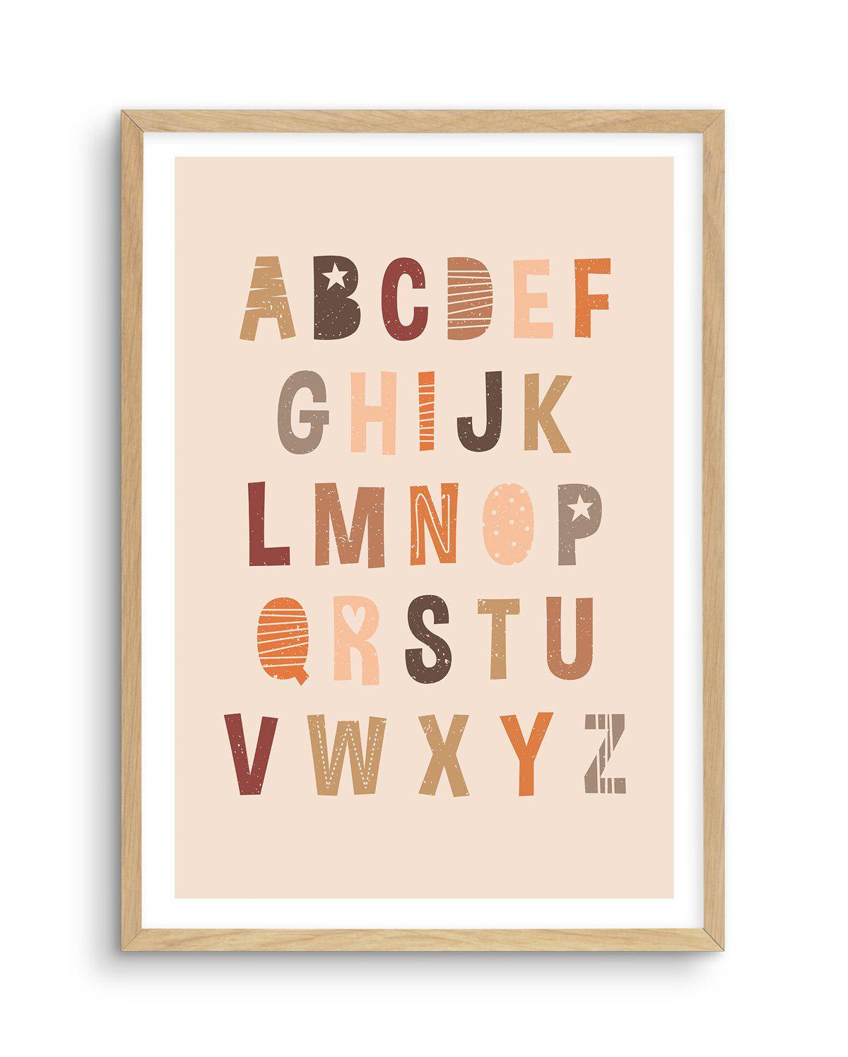 Alphabet | Peach Pop Art Print-PRINT-Olive et Oriel-Olive et Oriel-A5 | 5.8" x 8.3" | 14.8 x 21cm-Oak-With White Border-Buy-Australian-Art-Prints-Online-with-Olive-et-Oriel-Your-Artwork-Specialists-Austrailia-Decorate-With-Coastal-Photo-Wall-Art-Prints-From-Our-Beach-House-Artwork-Collection-Fine-Poster-and-Framed-Artwork