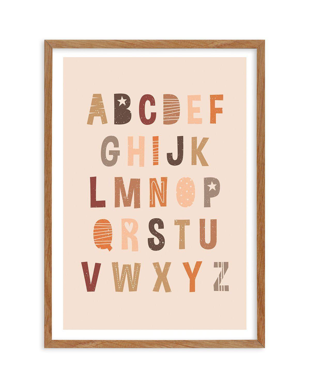 Alphabet | Peach Pop Art Print-PRINT-Olive et Oriel-Olive et Oriel-50x70 cm | 19.6" x 27.5"-Walnut-With White Border-Buy-Australian-Art-Prints-Online-with-Olive-et-Oriel-Your-Artwork-Specialists-Austrailia-Decorate-With-Coastal-Photo-Wall-Art-Prints-From-Our-Beach-House-Artwork-Collection-Fine-Poster-and-Framed-Artwork