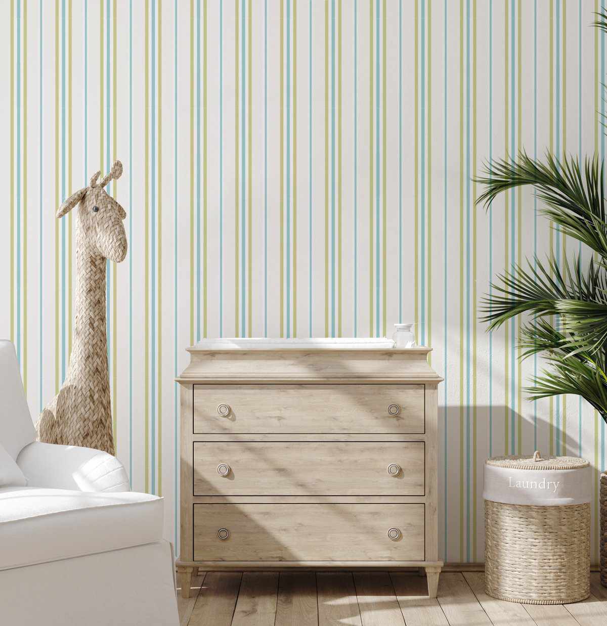 Amalfi Stripe Wallpaper - Olive et Oriel