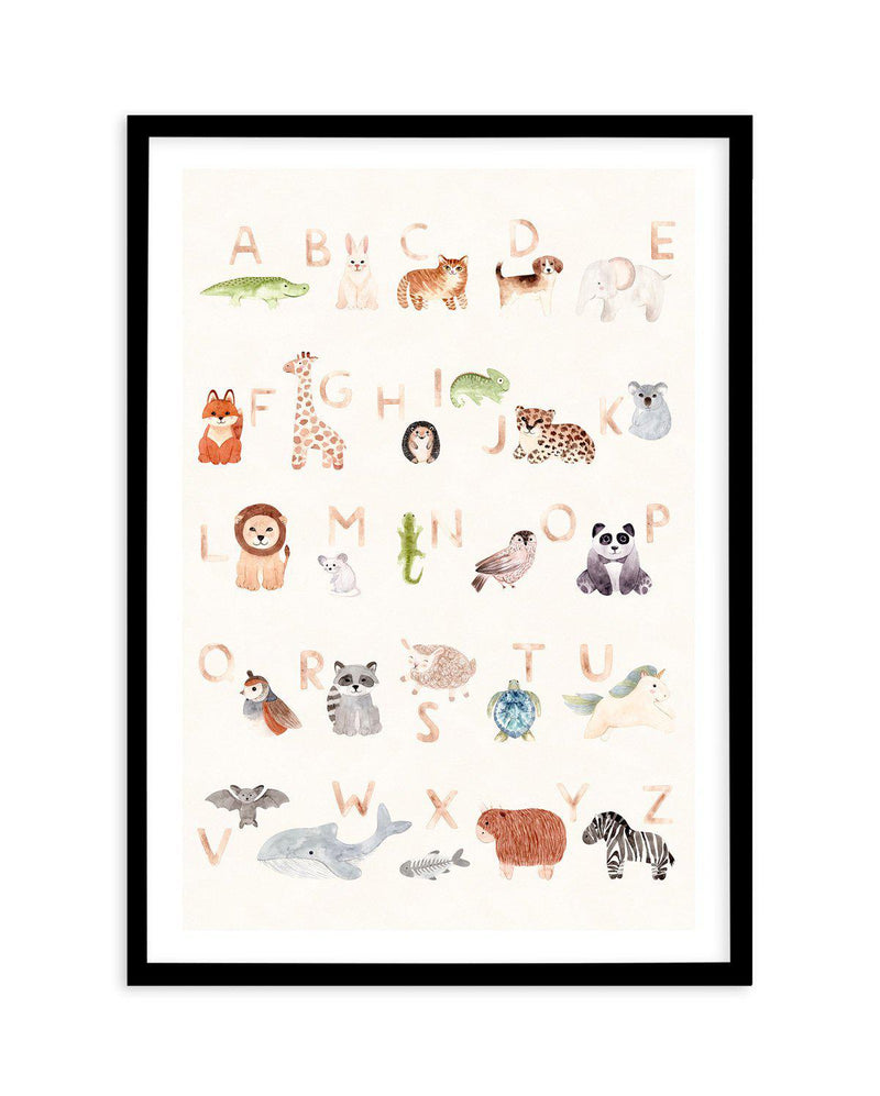 Animal Alphabet Art Print-PRINT-Olive et Oriel-Olive et Oriel-A5 | 5.8" x 8.3" | 14.8 x 21cm-Black-With White Border-Buy-Australian-Art-Prints-Online-with-Olive-et-Oriel-Your-Artwork-Specialists-Austrailia-Decorate-With-Coastal-Photo-Wall-Art-Prints-From-Our-Beach-House-Artwork-Collection-Fine-Poster-and-Framed-Artwork