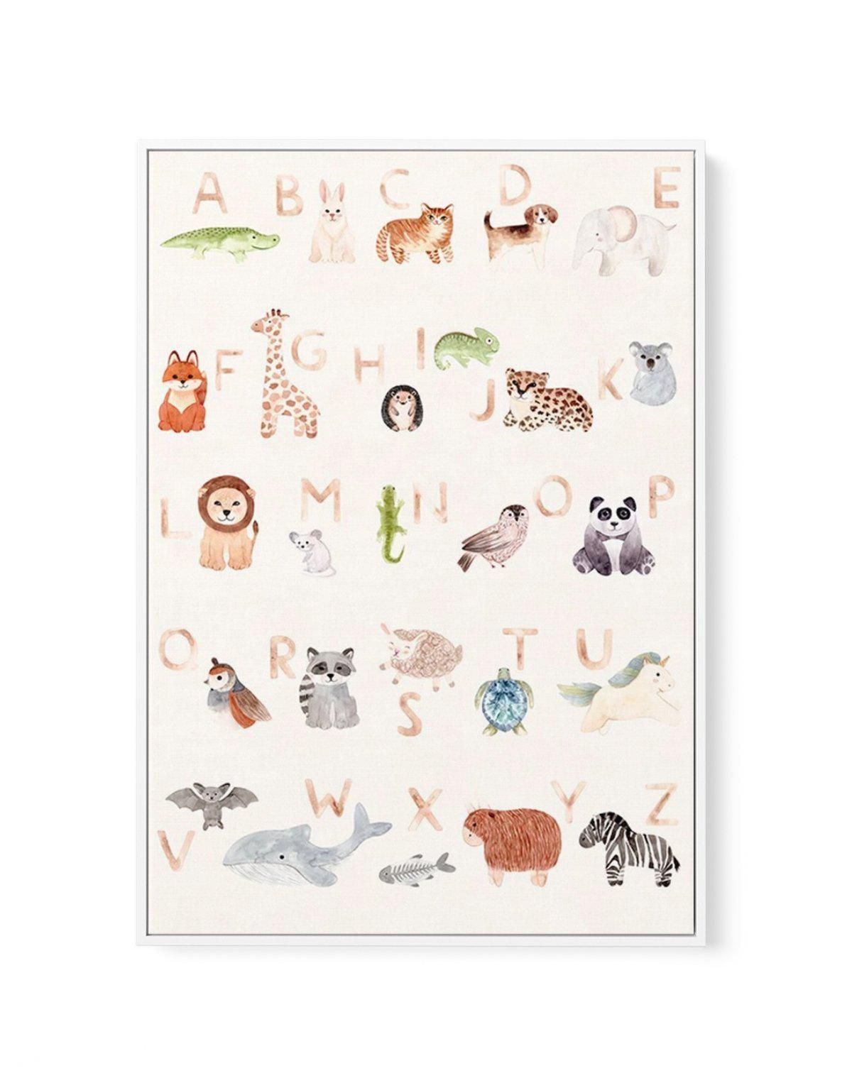 Animal Alphabet | Framed Canvas-CANVAS-You can shop wall art online with Olive et Oriel for everything from abstract art to fun kids wall art. Our beautiful modern art prints and canvas art are available from large canvas prints to wall art paintings and our proudly Australian artwork collection offers only the highest quality framed large wall art and canvas art Australia - You can buy fashion photography prints or Hampton print posters and paintings on canvas from Olive et Oriel and have them 