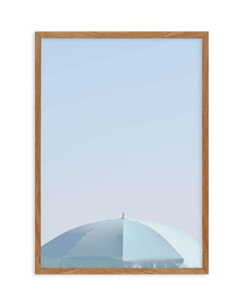 Aqua Parasol Art Print-PRINT-Olive et Oriel-Olive et Oriel-50x70 cm | 19.6" x 27.5"-Walnut-With White Border-Buy-Australian-Art-Prints-Online-with-Olive-et-Oriel-Your-Artwork-Specialists-Austrailia-Decorate-With-Coastal-Photo-Wall-Art-Prints-From-Our-Beach-House-Artwork-Collection-Fine-Poster-and-Framed-Artwork