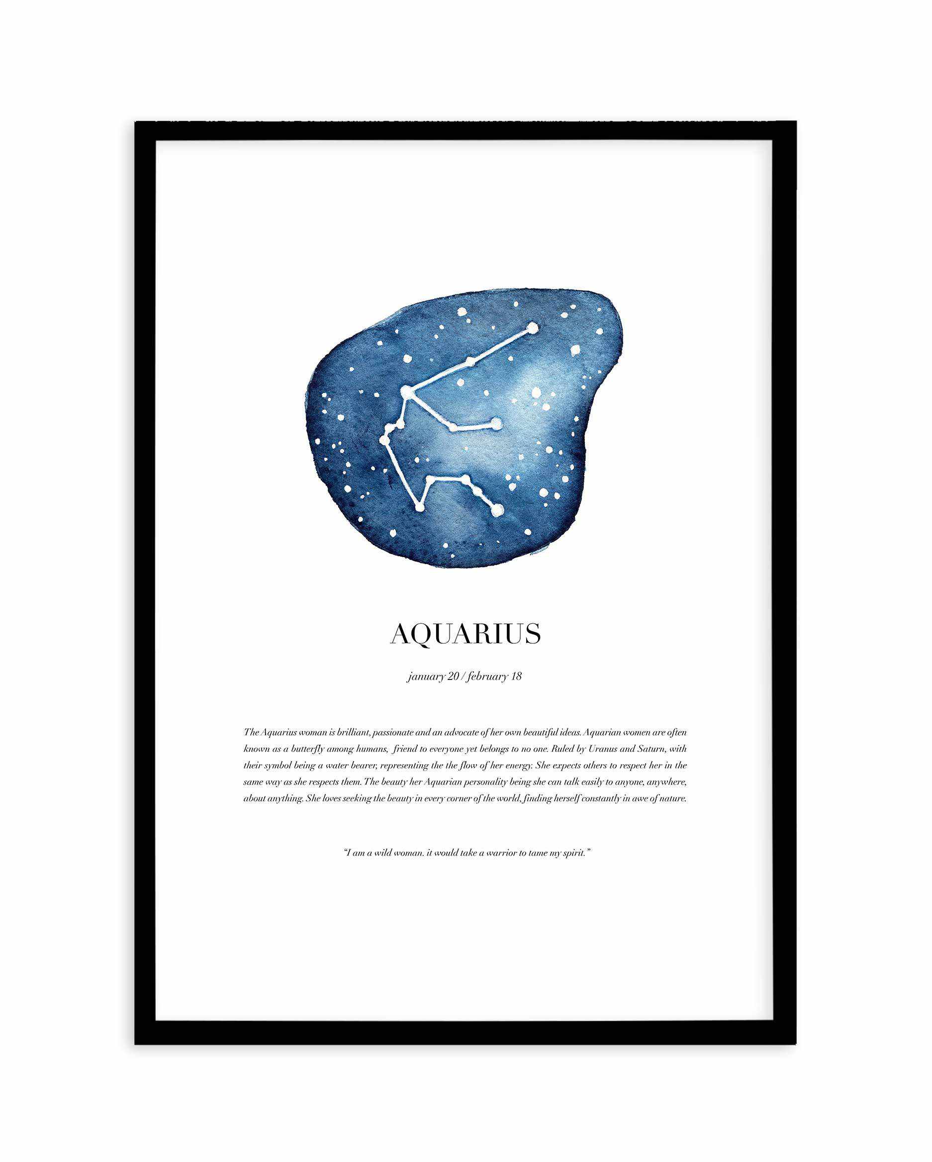 Aquarius | Watercolour Zodiac Art Print-PRINT-Olive et Oriel-Olive et Oriel-A5 | 5.8" x 8.3" | 14.8 x 21cm-Black-With White Border-Buy-Australian-Art-Prints-Online-with-Olive-et-Oriel-Your-Artwork-Specialists-Austrailia-Decorate-With-Coastal-Photo-Wall-Art-Prints-From-Our-Beach-House-Artwork-Collection-Fine-Poster-and-Framed-Artwork