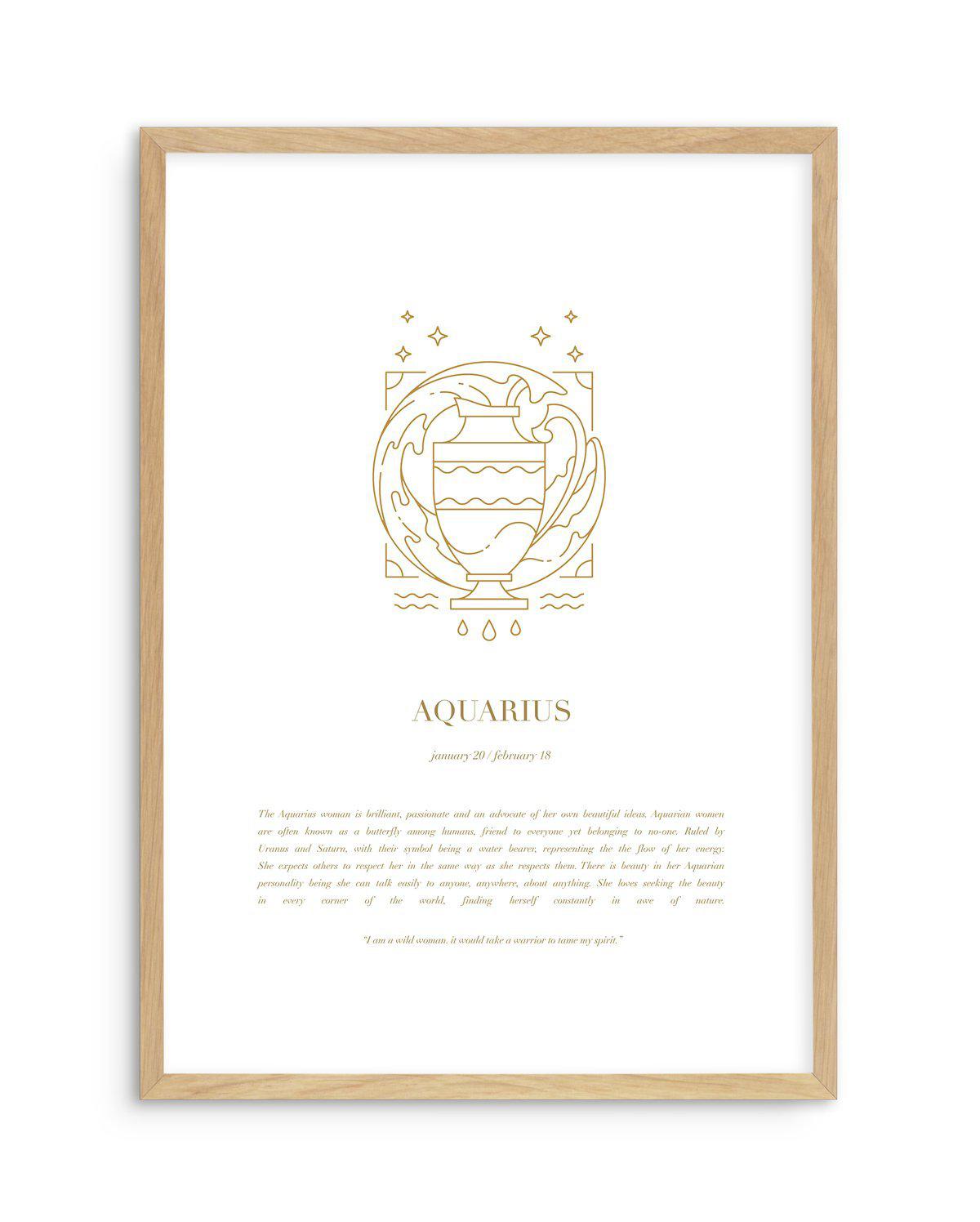 Aquarius | Celestial Zodiac Art Print-PRINT-Olive et Oriel-Olive et Oriel-A4 | 8.3" x 11.7" | 21 x 29.7cm-Oak-With White Border-Buy-Australian-Art-Prints-Online-with-Olive-et-Oriel-Your-Artwork-Specialists-Austrailia-Decorate-With-Coastal-Photo-Wall-Art-Prints-From-Our-Beach-House-Artwork-Collection-Fine-Poster-and-Framed-Artwork