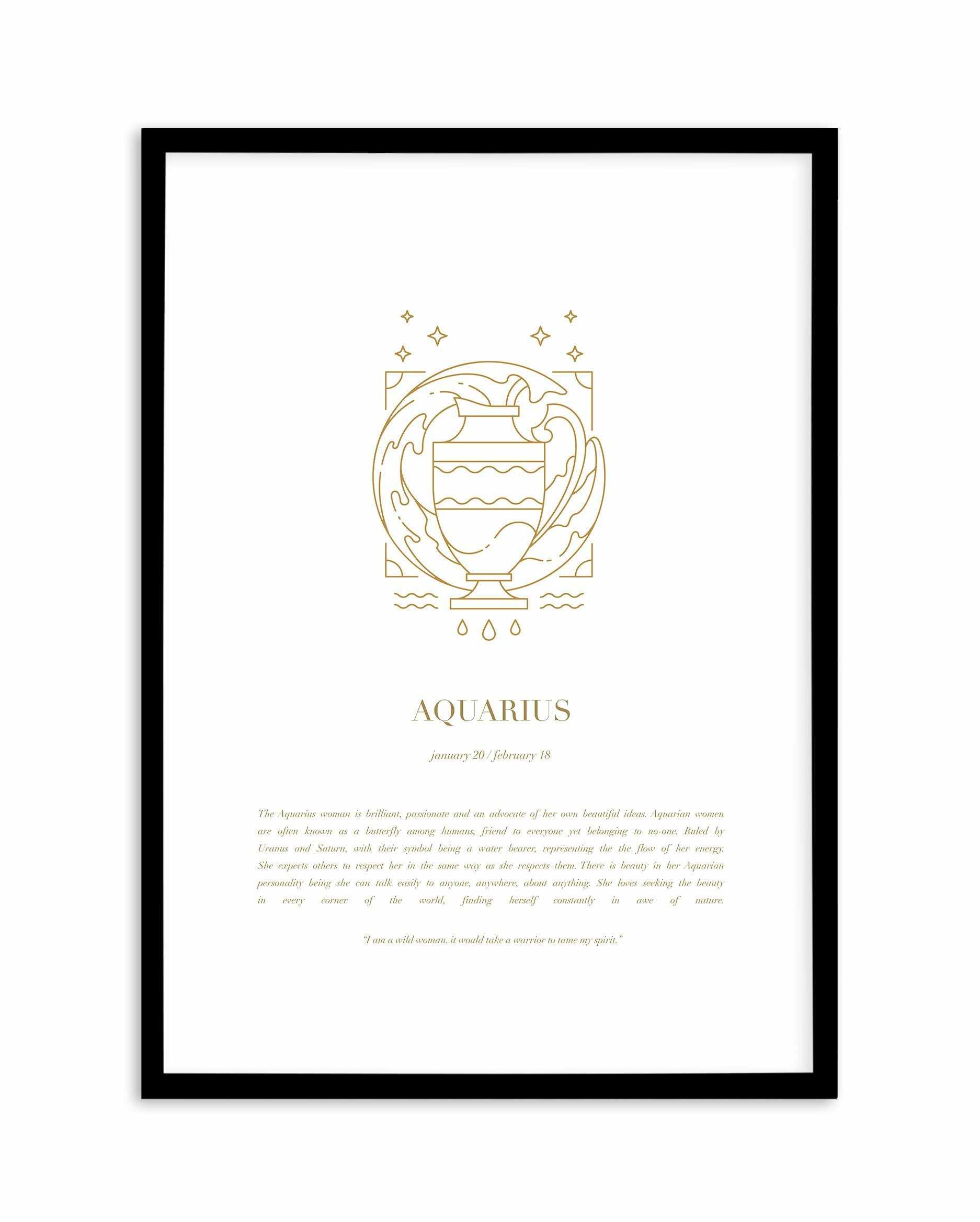 Aquarius | Celestial Zodiac Art Print-PRINT-Olive et Oriel-Olive et Oriel-A4 | 8.3" x 11.7" | 21 x 29.7cm-Black-With White Border-Buy-Australian-Art-Prints-Online-with-Olive-et-Oriel-Your-Artwork-Specialists-Austrailia-Decorate-With-Coastal-Photo-Wall-Art-Prints-From-Our-Beach-House-Artwork-Collection-Fine-Poster-and-Framed-Artwork