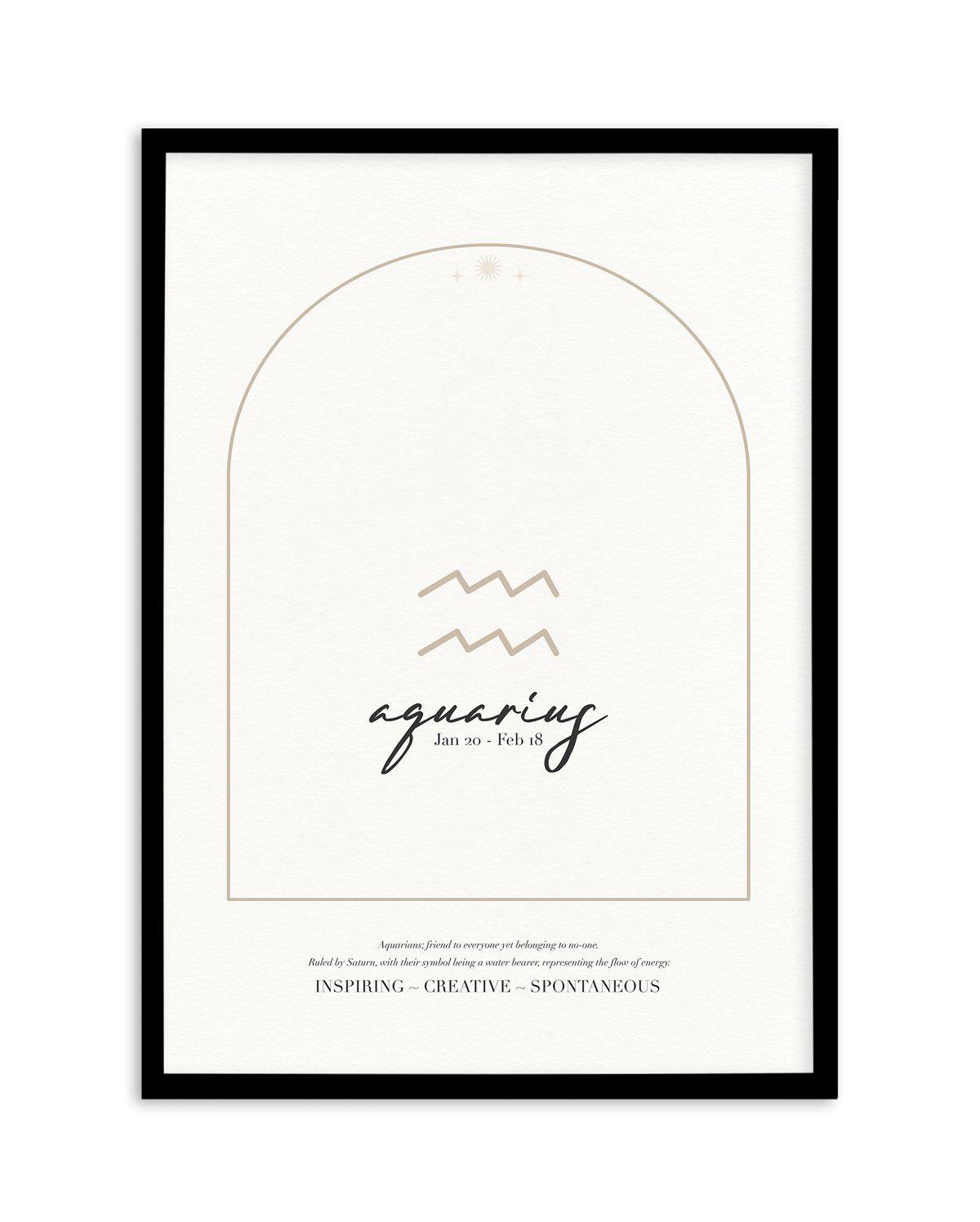 Aquarius Star Sign Art Print-PRINT-Olive et Oriel-Olive et Oriel-A4 | 8.3" x 11.7" | 21 x 29.7cm-Black-With White Border-Buy-Australian-Art-Prints-Online-with-Olive-et-Oriel-Your-Artwork-Specialists-Austrailia-Decorate-With-Coastal-Photo-Wall-Art-Prints-From-Our-Beach-House-Artwork-Collection-Fine-Poster-and-Framed-Artwork