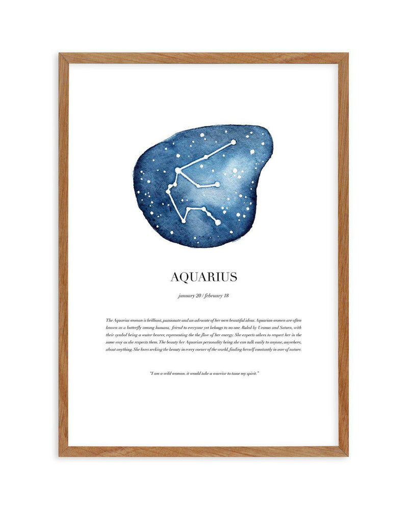 Aquarius | Watercolour Zodiac Art Print-PRINT-Olive et Oriel-Olive et Oriel-50x70 cm | 19.6" x 27.5"-Walnut-With White Border-Buy-Australian-Art-Prints-Online-with-Olive-et-Oriel-Your-Artwork-Specialists-Austrailia-Decorate-With-Coastal-Photo-Wall-Art-Prints-From-Our-Beach-House-Artwork-Collection-Fine-Poster-and-Framed-Artwork