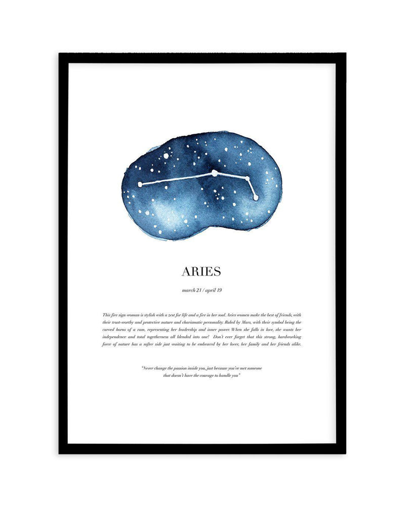 Aries | Watercolour Zodiac Art Print-PRINT-Olive et Oriel-Olive et Oriel-A5 | 5.8" x 8.3" | 14.8 x 21cm-Black-With White Border-Buy-Australian-Art-Prints-Online-with-Olive-et-Oriel-Your-Artwork-Specialists-Austrailia-Decorate-With-Coastal-Photo-Wall-Art-Prints-From-Our-Beach-House-Artwork-Collection-Fine-Poster-and-Framed-Artwork