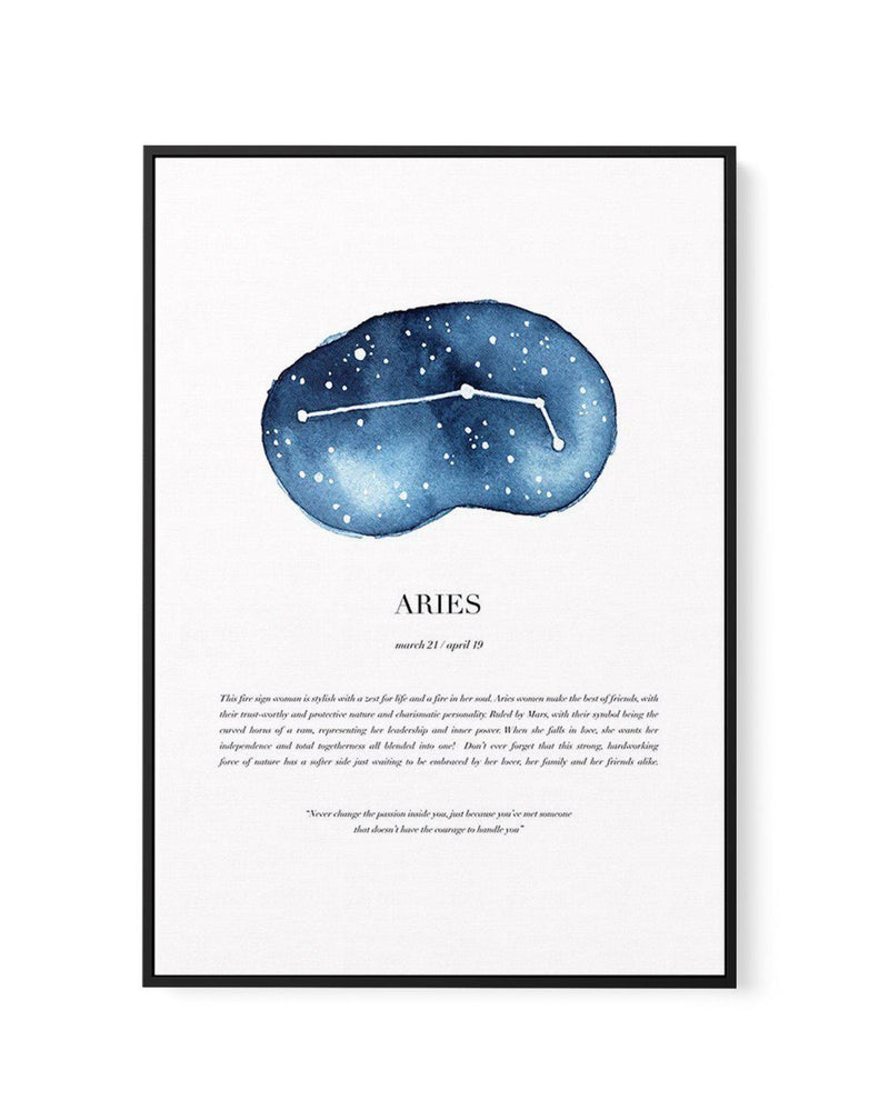 Aries | Watercolour Zodiac | Framed Canvas-CANVAS-You can shop wall art online with Olive et Oriel for everything from abstract art to fun kids wall art. Our beautiful modern art prints and canvas art are available from large canvas prints to wall art paintings and our proudly Australian artwork collection offers only the highest quality framed large wall art and canvas art Australia - You can buy fashion photography prints or Hampton print posters and paintings on canvas from Olive et Oriel and