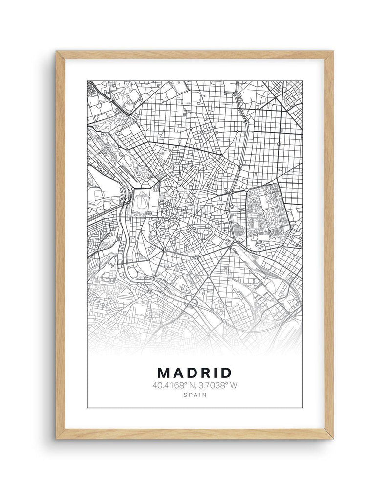 Line Art Map Of Madrid Art Print-PRINT-Olive et Oriel-Olive et Oriel-A5 | 5.8" x 8.3" | 14.8 x 21cm-Oak-With White Border-Buy-Australian-Art-Prints-Online-with-Olive-et-Oriel-Your-Artwork-Specialists-Austrailia-Decorate-With-Coastal-Photo-Wall-Art-Prints-From-Our-Beach-House-Artwork-Collection-Fine-Poster-and-Framed-Artwork