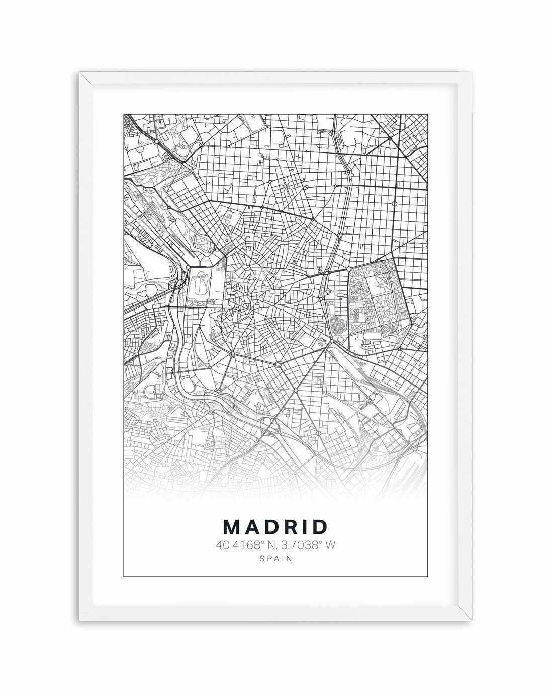 Line Art Map Of Madrid Art Print-PRINT-Olive et Oriel-Olive et Oriel-A5 | 5.8" x 8.3" | 14.8 x 21cm-White-With White Border-Buy-Australian-Art-Prints-Online-with-Olive-et-Oriel-Your-Artwork-Specialists-Austrailia-Decorate-With-Coastal-Photo-Wall-Art-Prints-From-Our-Beach-House-Artwork-Collection-Fine-Poster-and-Framed-Artwork