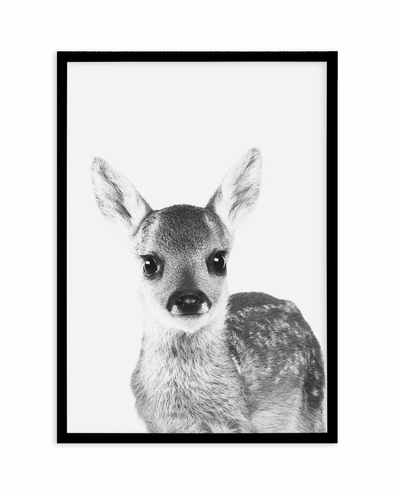 Baby Deer | B&W Art Print-PRINT-Olive et Oriel-Olive et Oriel-A5 | 5.8" x 8.3" | 14.8 x 21cm-Black-With White Border-Buy-Australian-Art-Prints-Online-with-Olive-et-Oriel-Your-Artwork-Specialists-Austrailia-Decorate-With-Coastal-Photo-Wall-Art-Prints-From-Our-Beach-House-Artwork-Collection-Fine-Poster-and-Framed-Artwork