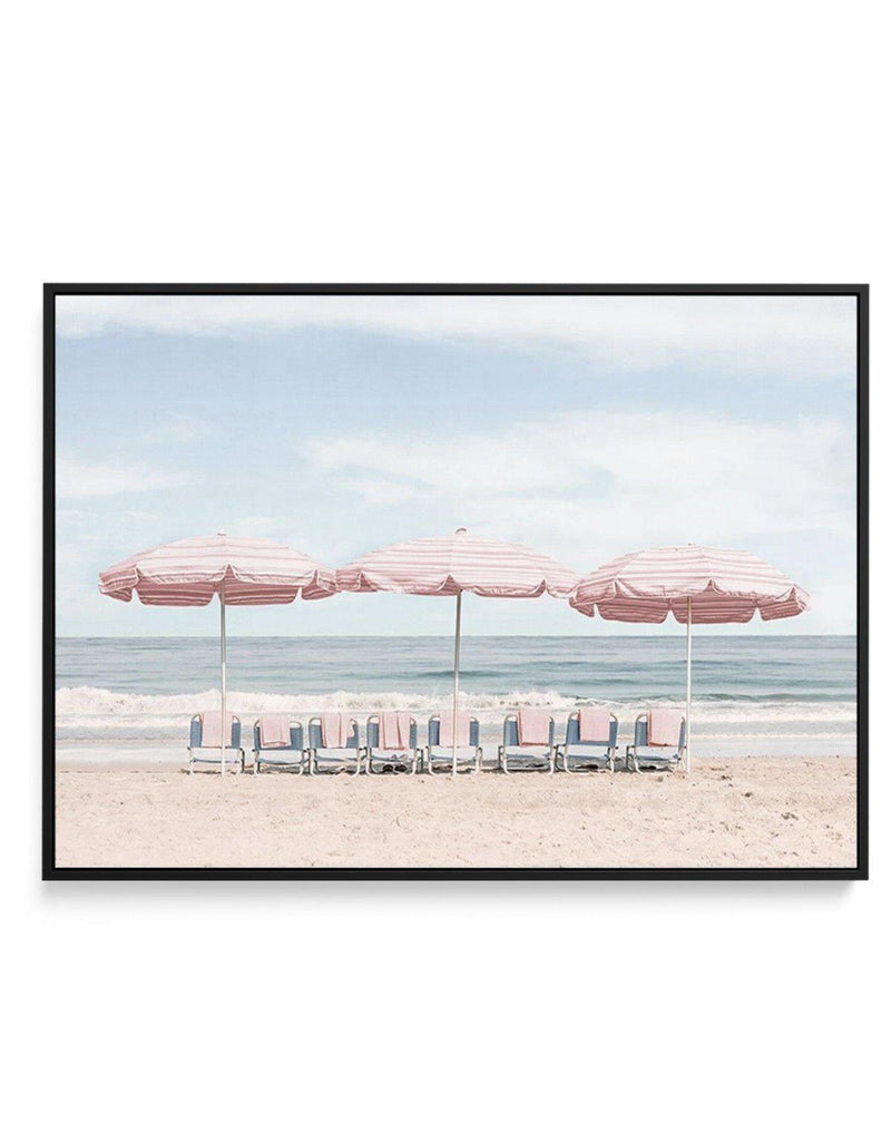 Beach Days | Pink Umbrellas | Framed Canvas-CANVAS-You can shop wall art online with Olive et Oriel for everything from abstract art to fun kids wall art. Our beautiful modern art prints and canvas art are available from large canvas prints to wall art paintings and our proudly Australian artwork collection offers only the highest quality framed large wall art and canvas art Australia - You can buy fashion photography prints or Hampton print posters and paintings on canvas from Olive et Oriel an
