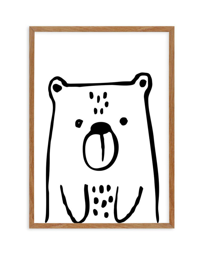 Bear B&W Art Print-PRINT-Olive et Oriel-Olive et Oriel-50x70 cm | 19.6" x 27.5"-Walnut-With White Border-Buy-Australian-Art-Prints-Online-with-Olive-et-Oriel-Your-Artwork-Specialists-Austrailia-Decorate-With-Coastal-Photo-Wall-Art-Prints-From-Our-Beach-House-Artwork-Collection-Fine-Poster-and-Framed-Artwork