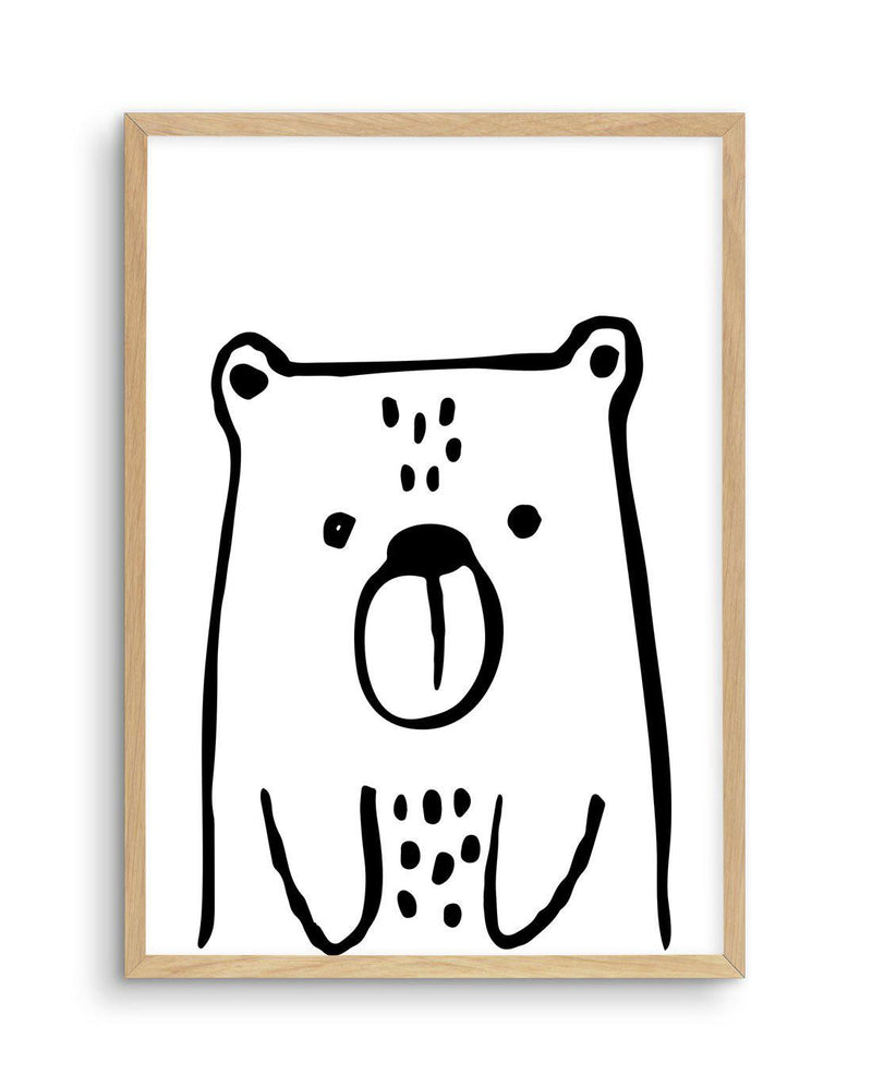 Bear B&W Art Print-PRINT-Olive et Oriel-Olive et Oriel-A5 | 5.8" x 8.3" | 14.8 x 21cm-Oak-With White Border-Buy-Australian-Art-Prints-Online-with-Olive-et-Oriel-Your-Artwork-Specialists-Austrailia-Decorate-With-Coastal-Photo-Wall-Art-Prints-From-Our-Beach-House-Artwork-Collection-Fine-Poster-and-Framed-Artwork