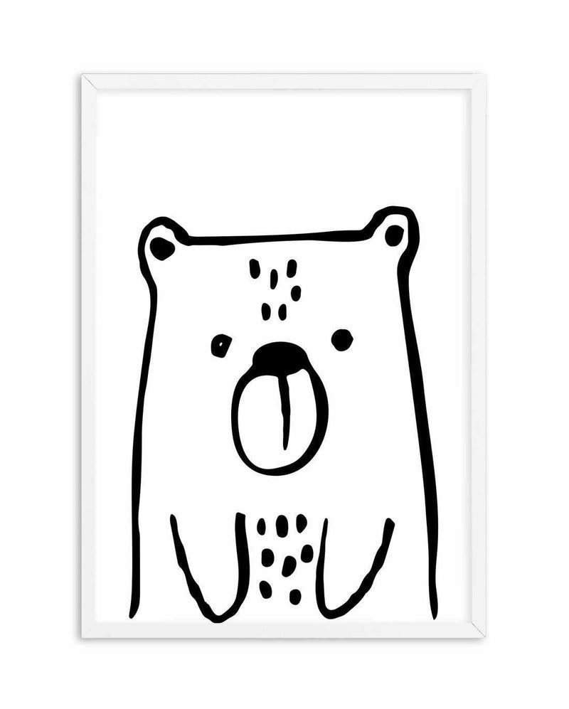 Bear B&W Art Print-PRINT-Olive et Oriel-Olive et Oriel-A5 | 5.8" x 8.3" | 14.8 x 21cm-White-With White Border-Buy-Australian-Art-Prints-Online-with-Olive-et-Oriel-Your-Artwork-Specialists-Austrailia-Decorate-With-Coastal-Photo-Wall-Art-Prints-From-Our-Beach-House-Artwork-Collection-Fine-Poster-and-Framed-Artwork