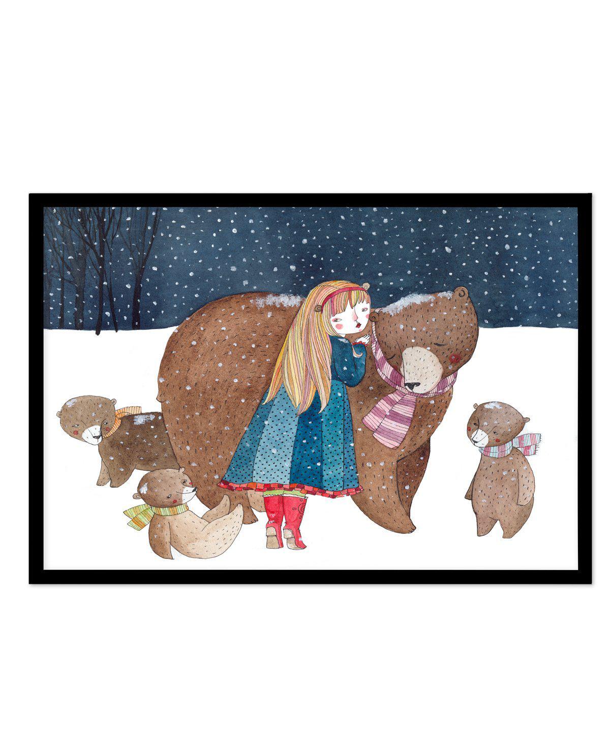 Bear Friends Art Print-PRINT-Olive et Oriel-Olive et Oriel-A5 | 5.8" x 8.3" | 14.8 x 21cm-Black-With White Border-Buy-Australian-Art-Prints-Online-with-Olive-et-Oriel-Your-Artwork-Specialists-Austrailia-Decorate-With-Coastal-Photo-Wall-Art-Prints-From-Our-Beach-House-Artwork-Collection-Fine-Poster-and-Framed-Artwork