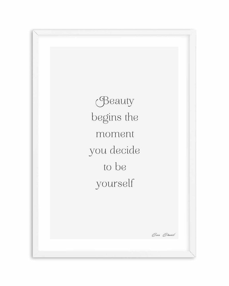 Beauty Begins | Coco Chanel Art Print-PRINT-Olive et Oriel-Olive et Oriel-A5 | 5.8" x 8.3" | 14.8 x 21cm-White-With White Border-Buy-Australian-Art-Prints-Online-with-Olive-et-Oriel-Your-Artwork-Specialists-Austrailia-Decorate-With-Coastal-Photo-Wall-Art-Prints-From-Our-Beach-House-Artwork-Collection-Fine-Poster-and-Framed-Artwork
