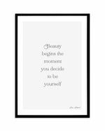 Beauty Begins | Coco Chanel Art Print-PRINT-Olive et Oriel-Olive et Oriel-A5 | 5.8" x 8.3" | 14.8 x 21cm-Black-With White Border-Buy-Australian-Art-Prints-Online-with-Olive-et-Oriel-Your-Artwork-Specialists-Austrailia-Decorate-With-Coastal-Photo-Wall-Art-Prints-From-Our-Beach-House-Artwork-Collection-Fine-Poster-and-Framed-Artwork