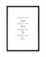 Before You Do Art Print-PRINT-Olive et Oriel-Olive et Oriel-A5 | 5.8" x 8.3" | 14.8 x 21cm-Black-With White Border-Buy-Australian-Art-Prints-Online-with-Olive-et-Oriel-Your-Artwork-Specialists-Austrailia-Decorate-With-Coastal-Photo-Wall-Art-Prints-From-Our-Beach-House-Artwork-Collection-Fine-Poster-and-Framed-Artwork