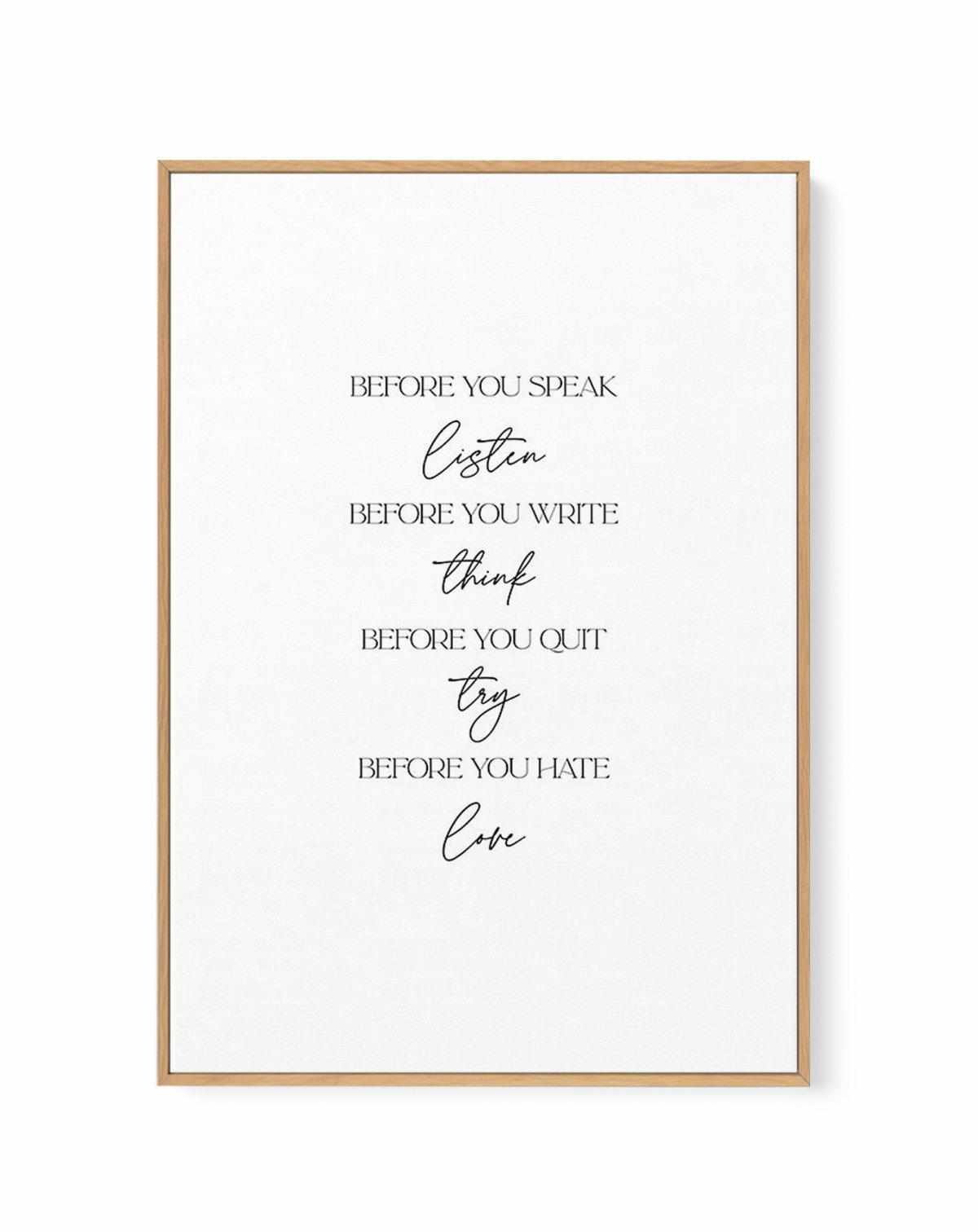 Before You Do | Framed Canvas Art Print