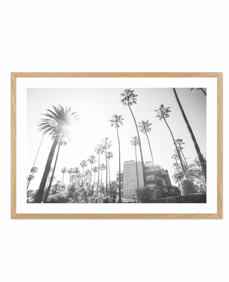 Beverly Hills Hotel I B&W | LS Art Print-PRINT-Olive et Oriel-Olive et Oriel-A5 | 5.8" x 8.3" | 14.8 x 21cm-Oak-With White Border-Buy-Australian-Art-Prints-Online-with-Olive-et-Oriel-Your-Artwork-Specialists-Austrailia-Decorate-With-Coastal-Photo-Wall-Art-Prints-From-Our-Beach-House-Artwork-Collection-Fine-Poster-and-Framed-Artwork