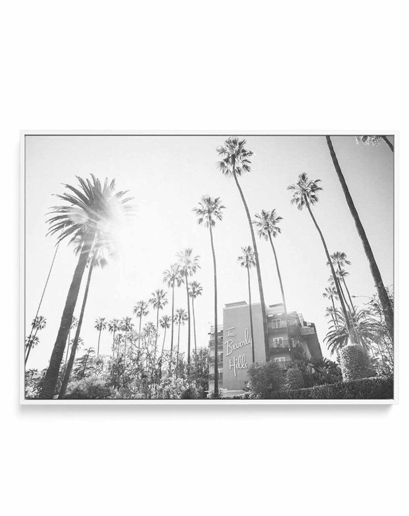 Beverly Hills Hotel I B&W | LS | Framed Canvas-CANVAS-You can shop wall art online with Olive et Oriel for everything from abstract art to fun kids wall art. Our beautiful modern art prints and canvas art are available from large canvas prints to wall art paintings and our proudly Australian artwork collection offers only the highest quality framed large wall art and canvas art Australia - You can buy fashion photography prints or Hampton print posters and paintings on canvas from Olive et Oriel
