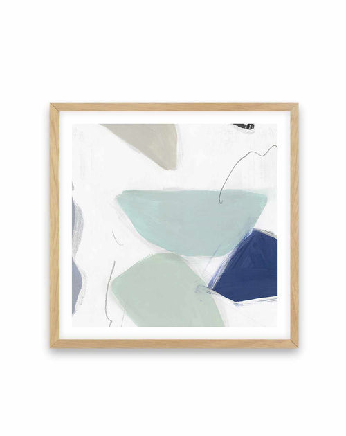 Blue Formes No 1 Square Art Print-PRINT-Order sage mint green framed abstract painting wall art prints online with Olive et Oriel Australia