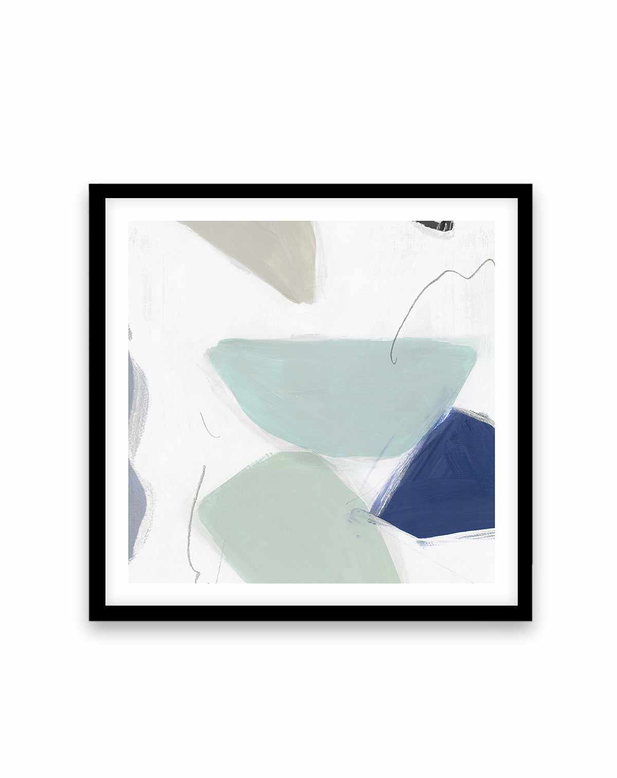 Blue Formes No 1 Square Art Print-PRINT-Order sage mint green framed abstract painting wall art prints online with Olive et Oriel Australia